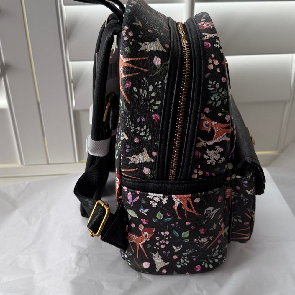 Disney Bambi Loungefly Backpack Mini Purse 2025 Forest Friends Print Black NWT - Picture 3 of 5